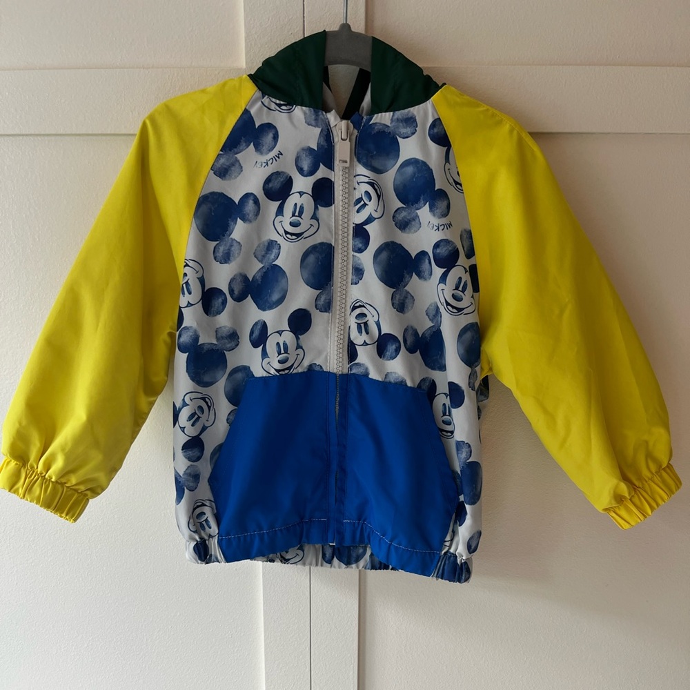 Zara x Disney Toddler Mickey Mouse Lined Windbreaker Jacket Size 12-18 Months